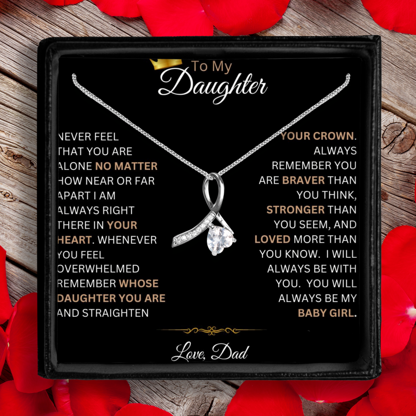 To My Daughter(crown) - Enchanting Ribbon Necklace With Message Card