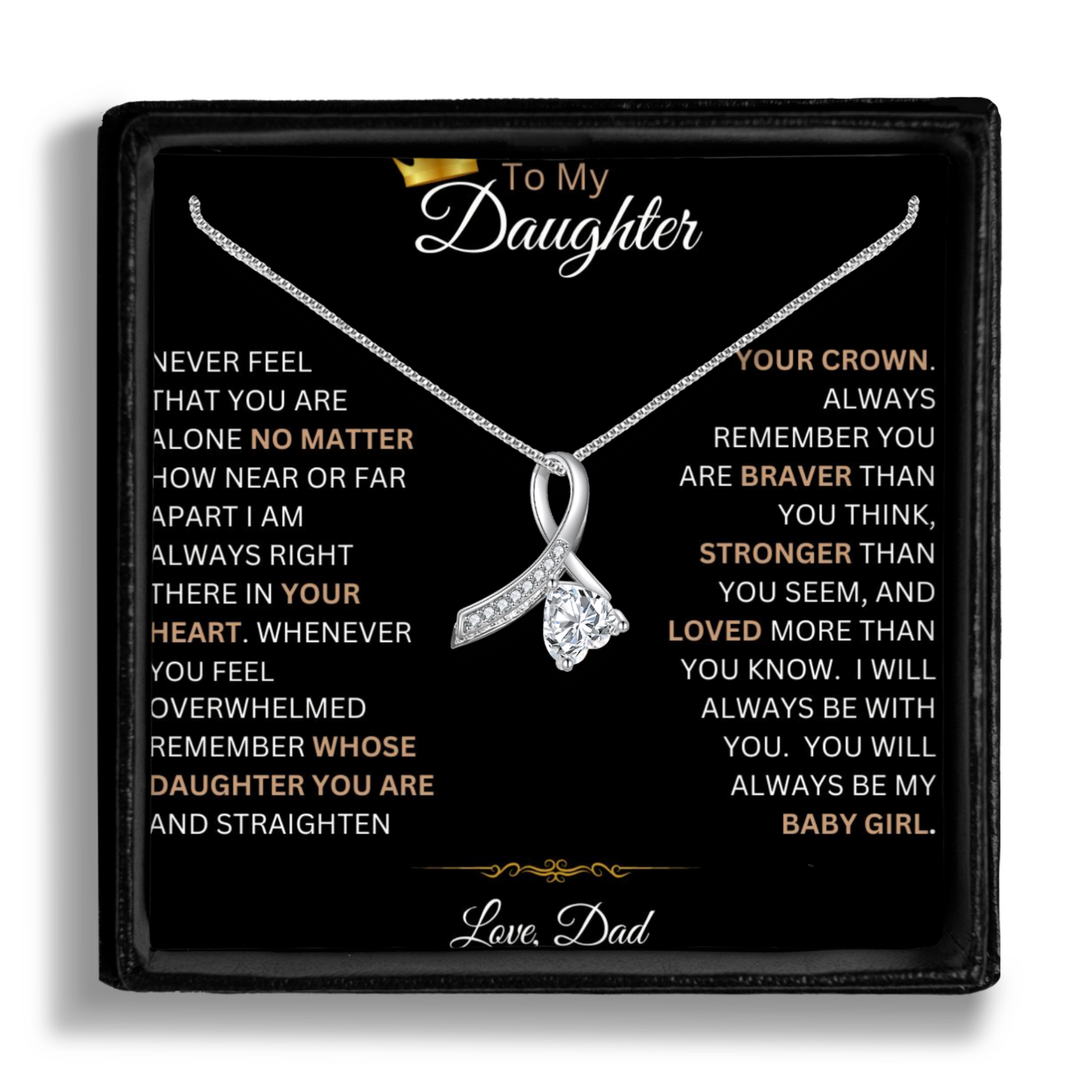 To My Daughter(crown) - Enchanting Ribbon Necklace With Message Card