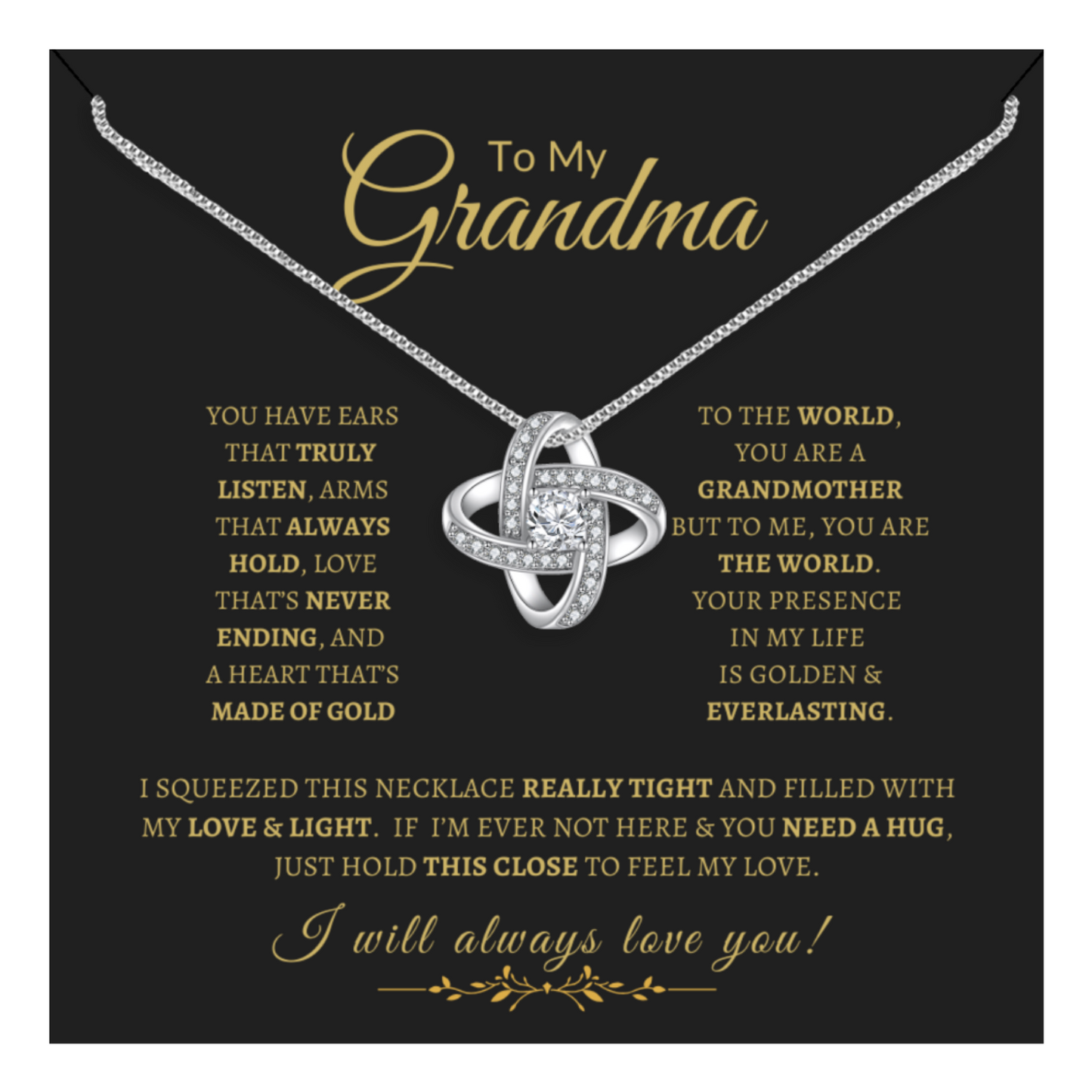 To My Grandma - Enduring Love Knot Necklace With Message Card