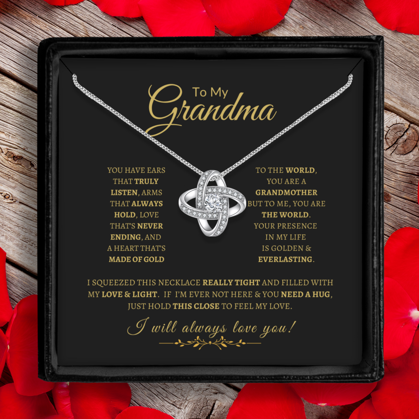 To My Grandma - Enduring Love Knot Necklace With Message Card