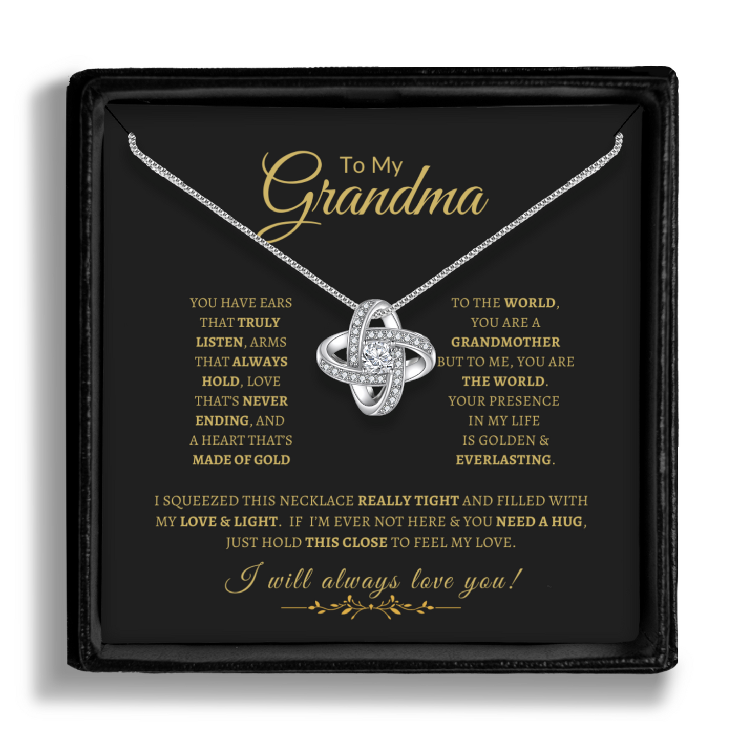 To My Grandma - Enduring Love Knot Necklace With Message Card