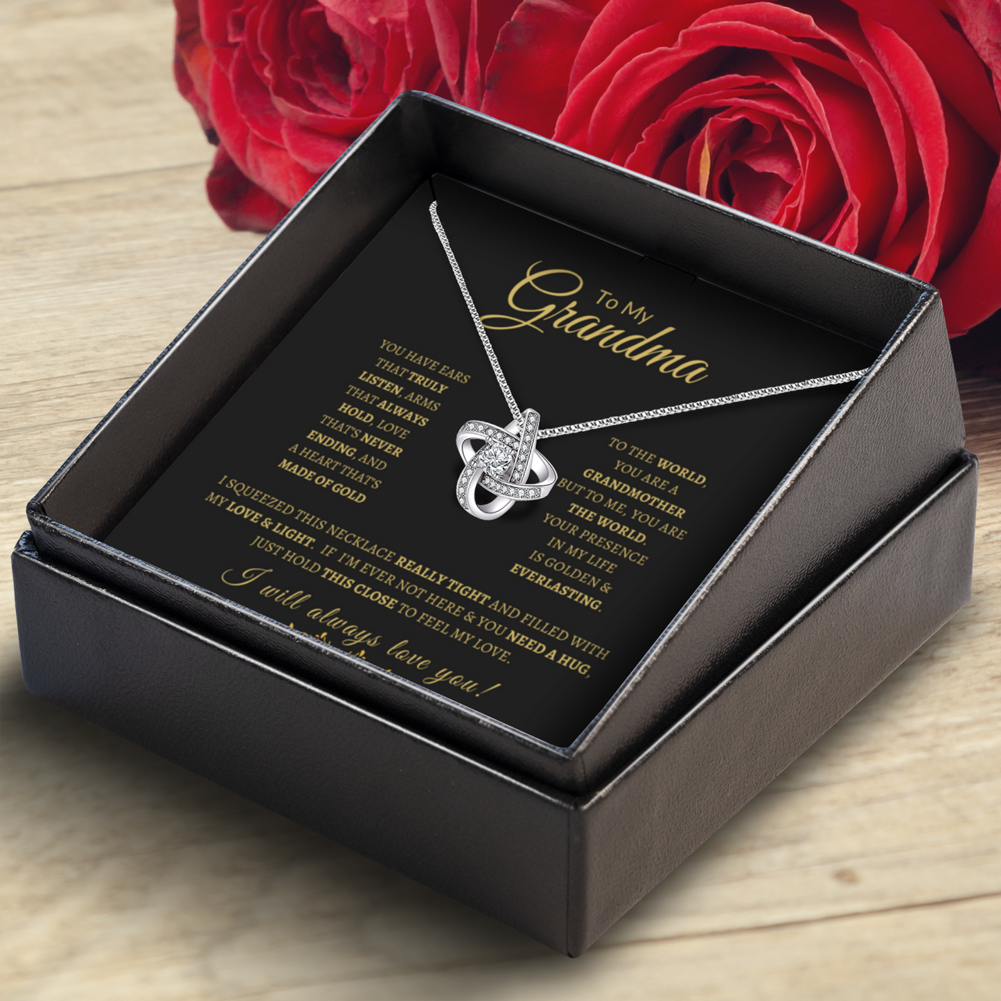 To My Grandma - Enduring Love Knot Necklace With Message Card