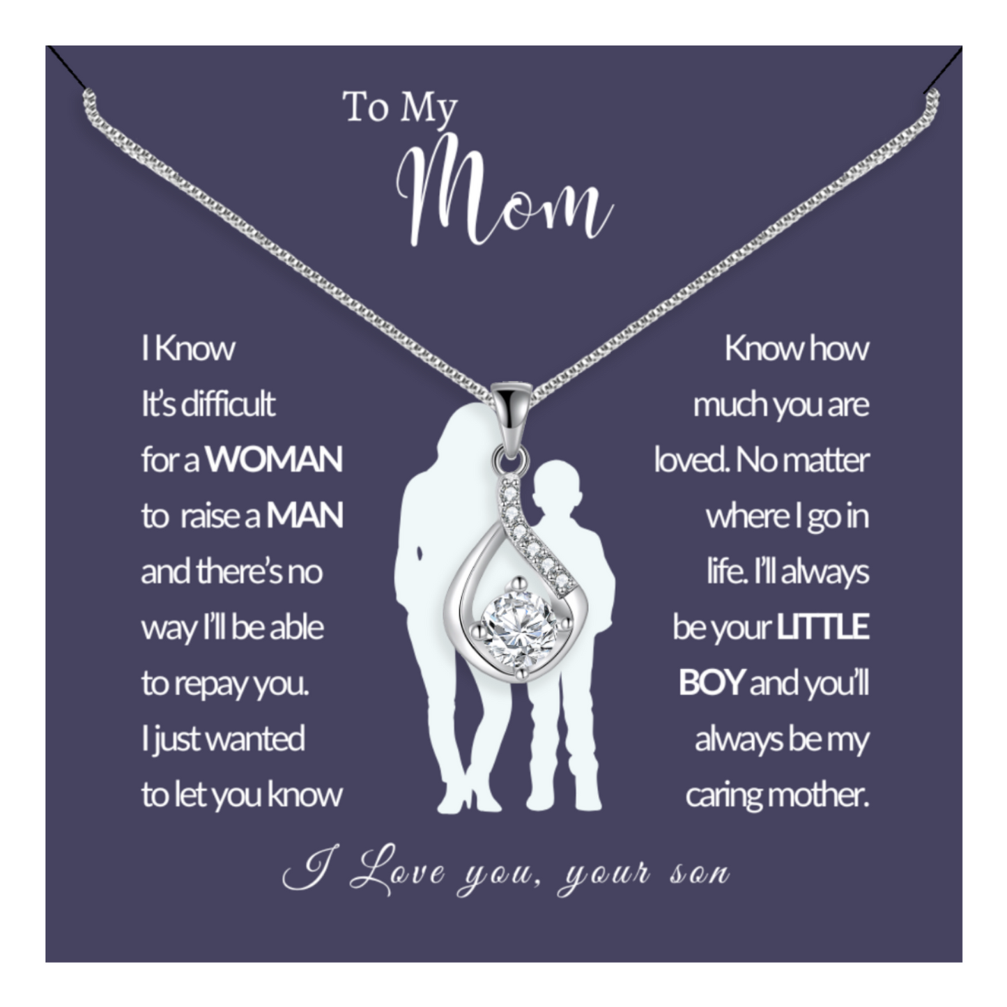 To My Mom 2 - Love Drop Necklace With Message Card