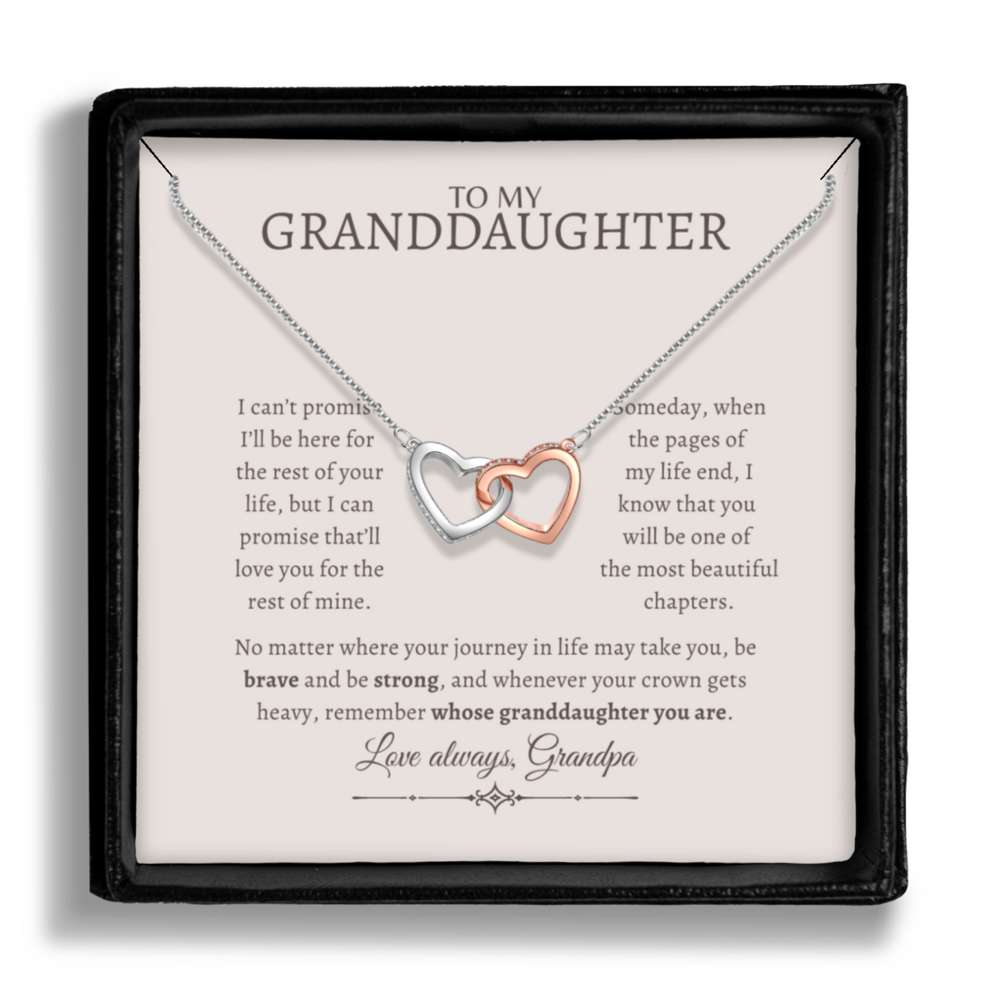 To My Granddaughter - Locked Hearts Necklace With Message Card