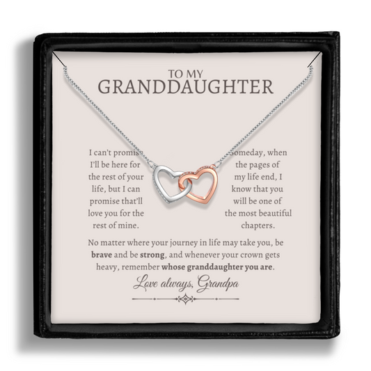 To My Granddaughter - Locked Hearts Necklace With Message Card