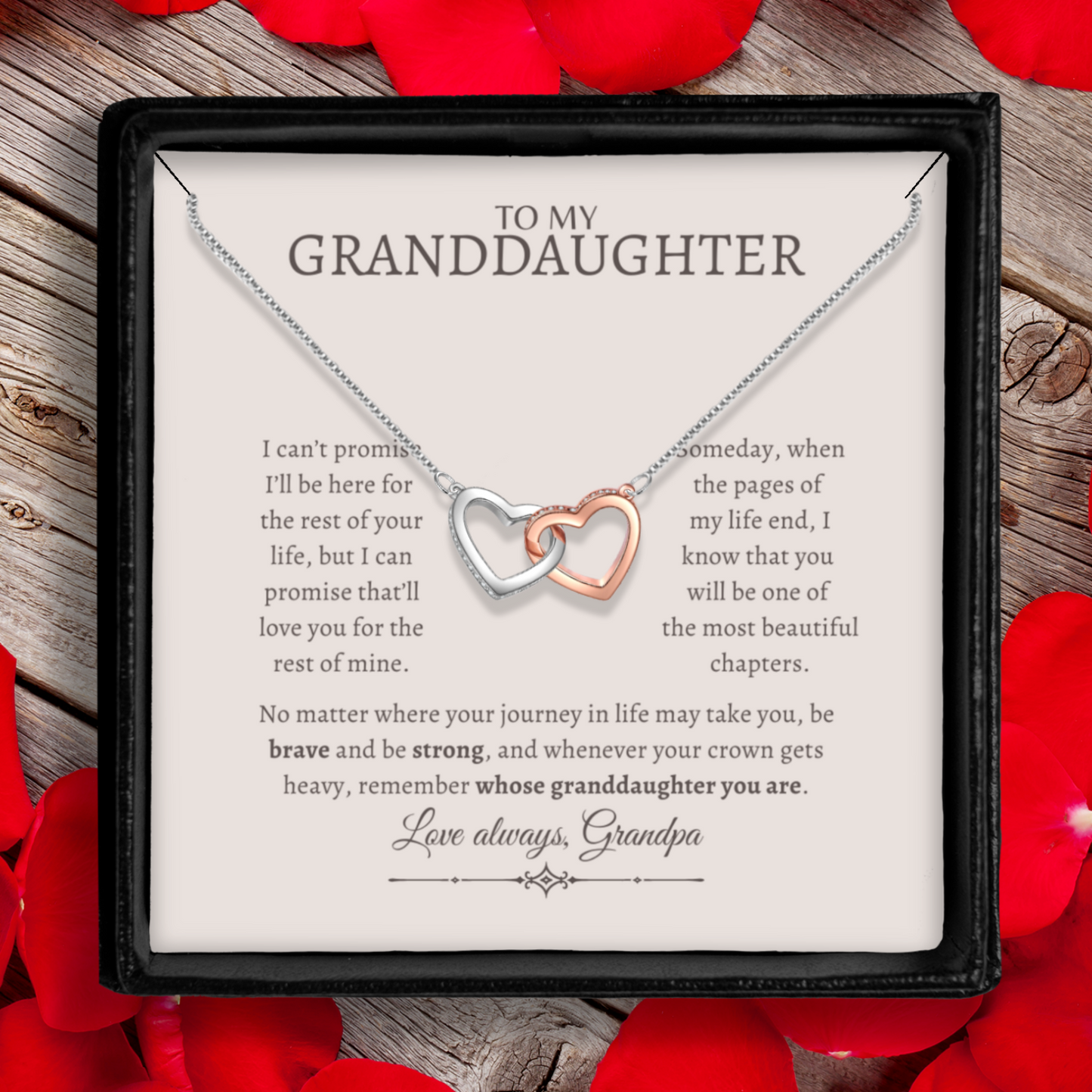 To My Granddaughter - Locked Hearts Necklace With Message Card