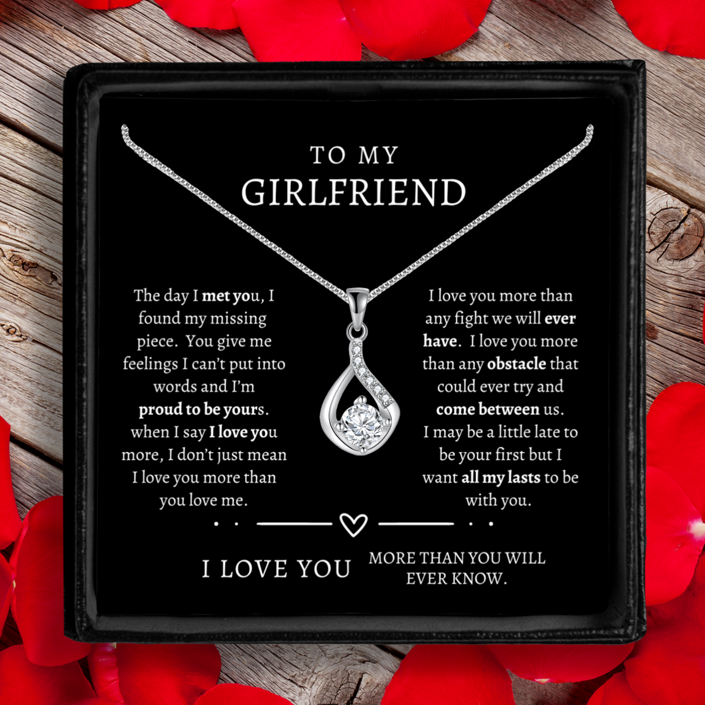 To My Girlfriend - Love Drop Necklace With Message Card