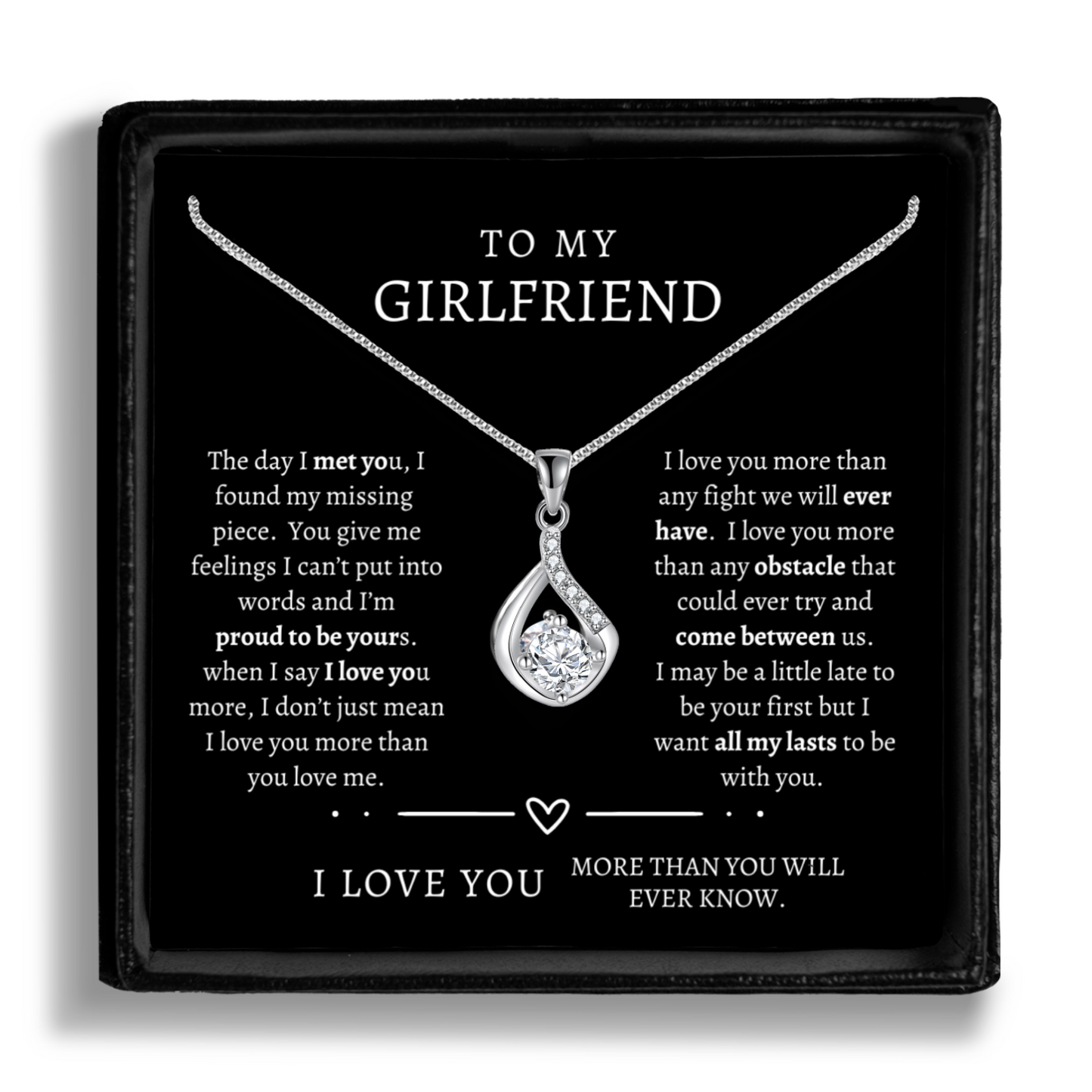 To My Girlfriend - Love Drop Necklace With Message Card