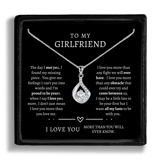 To My Girlfriend - Love Drop Necklace With Message Card