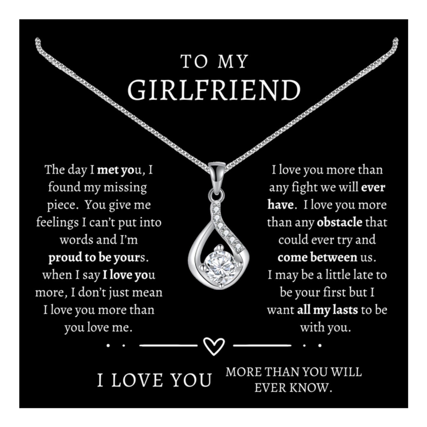 To My Girlfriend - Love Drop Necklace With Message Card