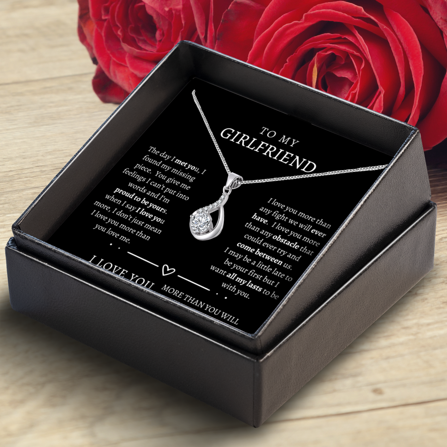 To My Girlfriend - Love Drop Necklace With Message Card