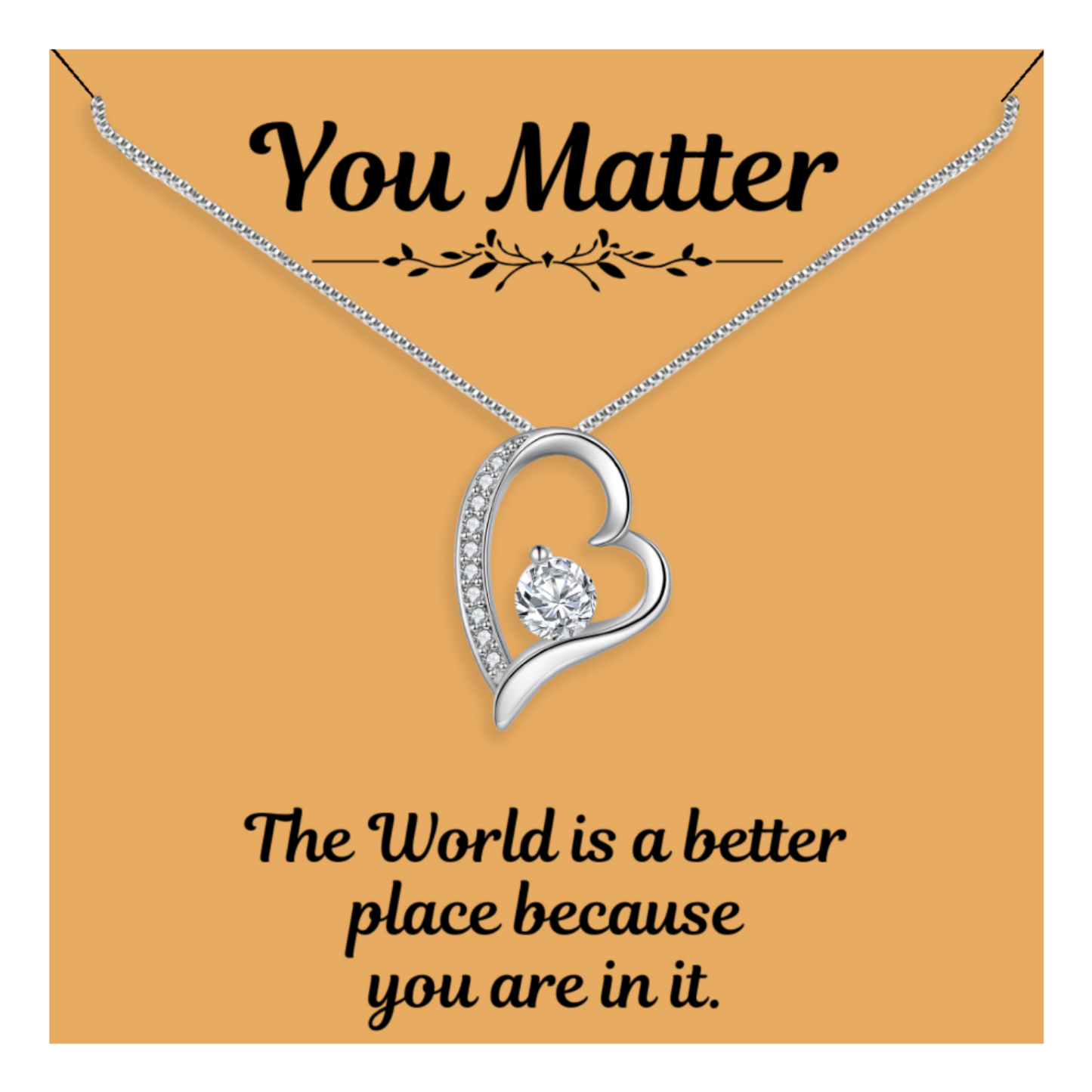 You Matter - Eternal Heart Necklace With Message Card