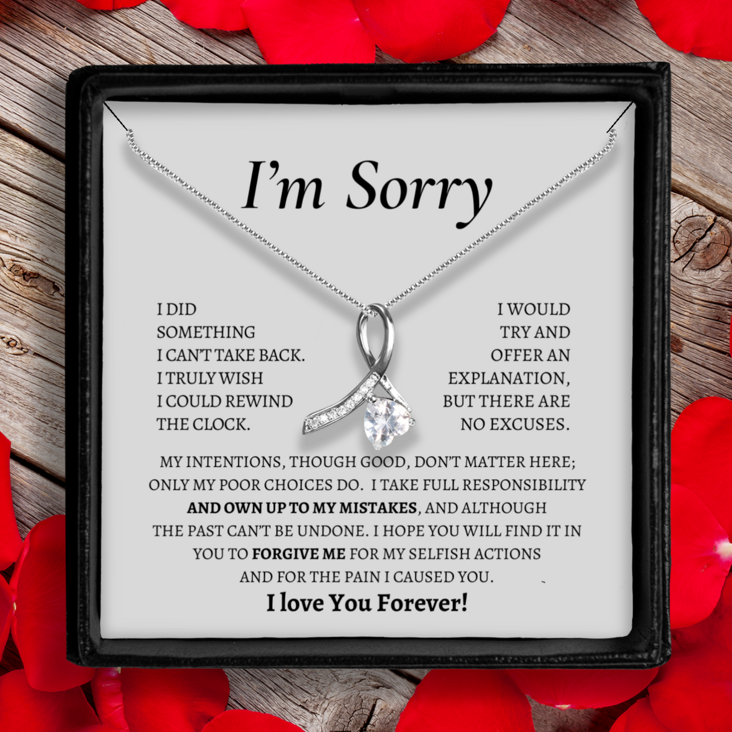 I'm Sorry - Enchanting Ribbon Necklace With Message Card