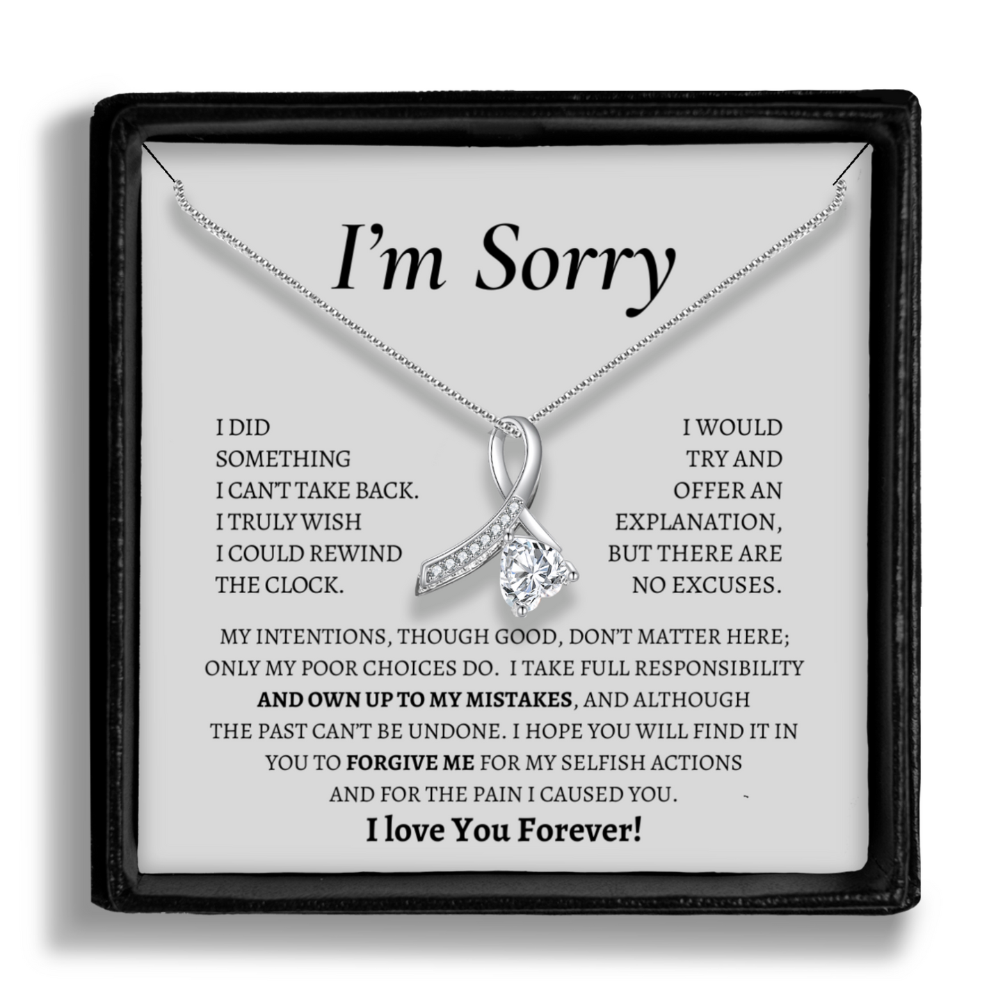 I'm Sorry - Enchanting Ribbon Necklace With Message Card