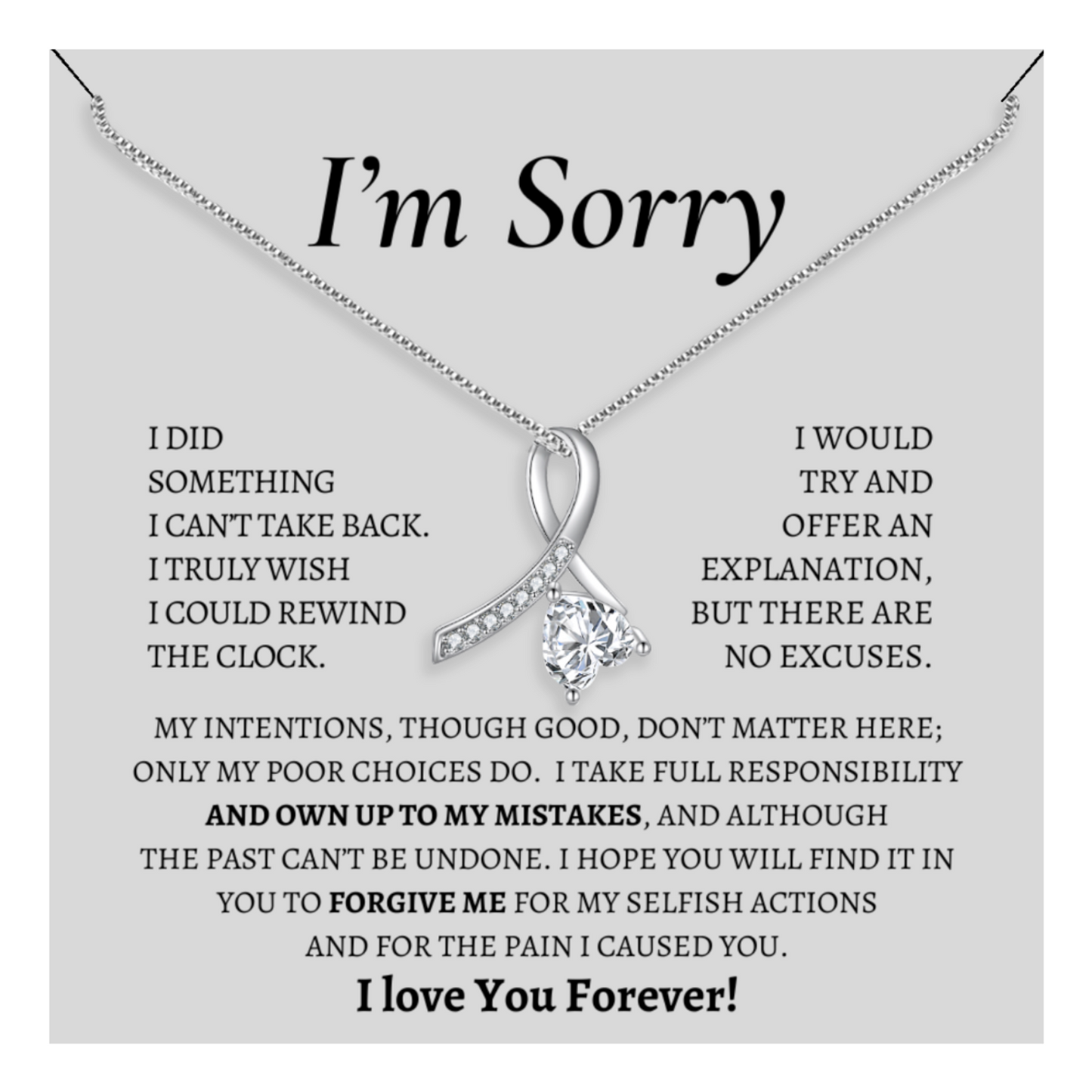 I'm Sorry - Enchanting Ribbon Necklace With Message Card