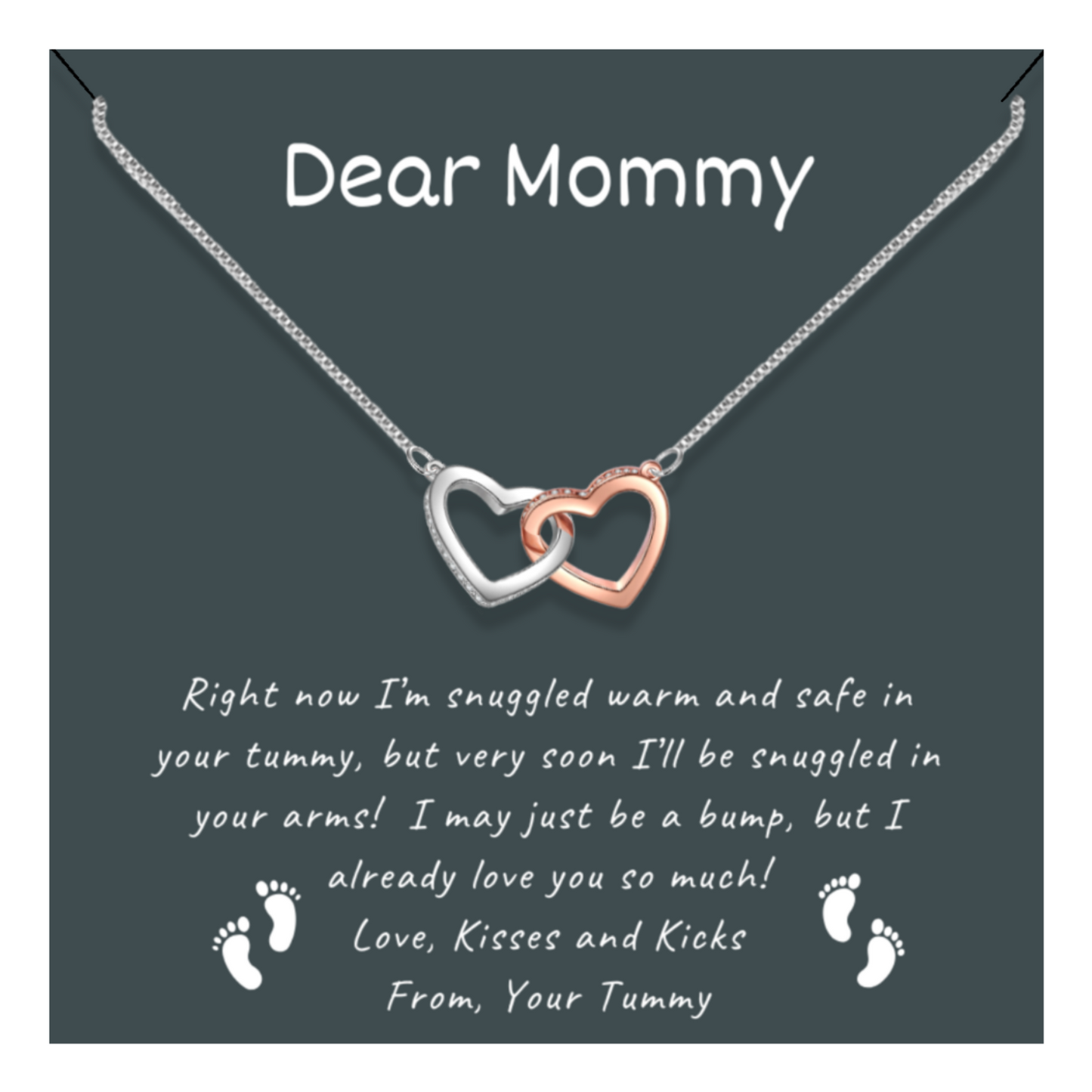 Dear Mommy - Locked Hearts Necklace With Message Card