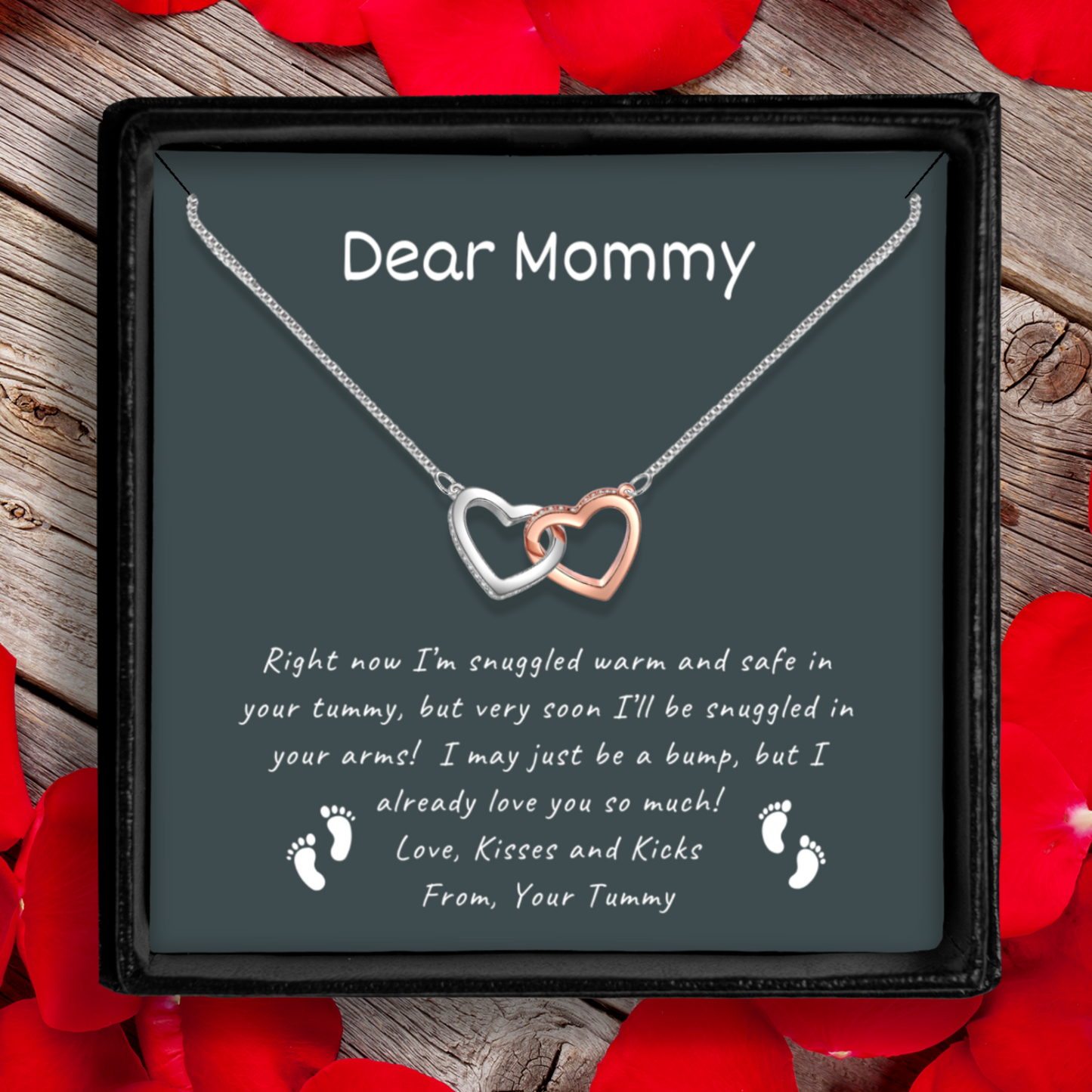 Dear Mommy - Locked Hearts Necklace With Message Card