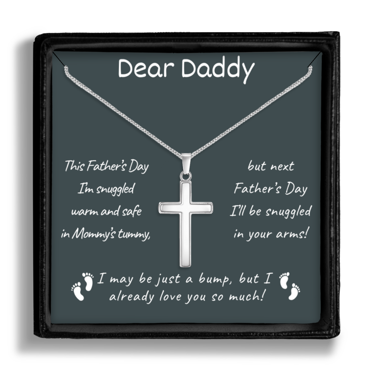 Dear Daddy - Polished Stainless Steel Cross With Message Card