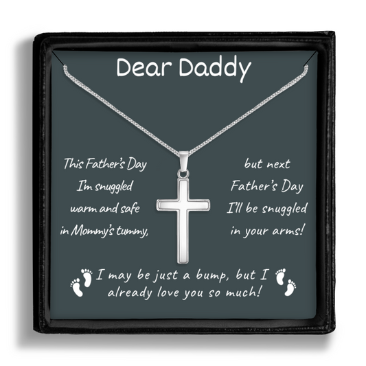 Dear Daddy - Polished Stainless Steel Cross With Message Card