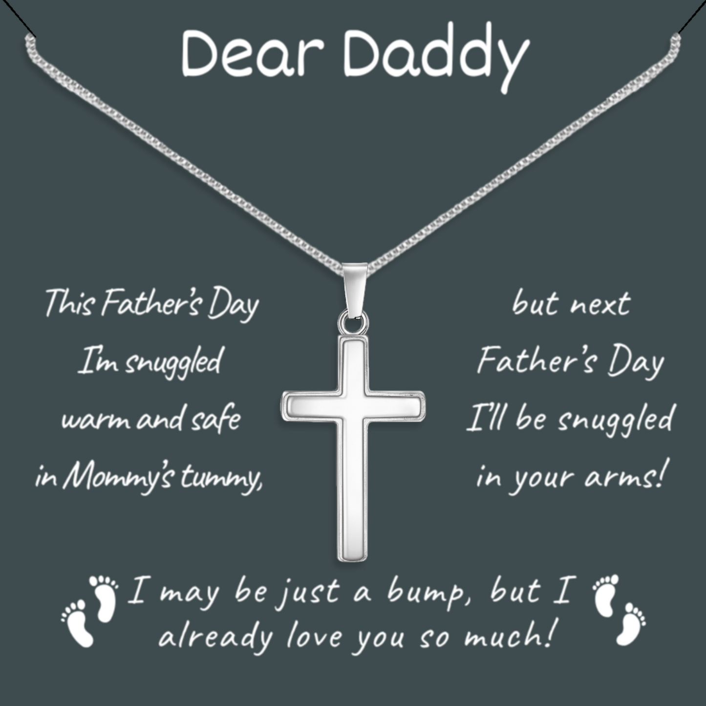 Dear Daddy - Polished Stainless Steel Cross With Message Card