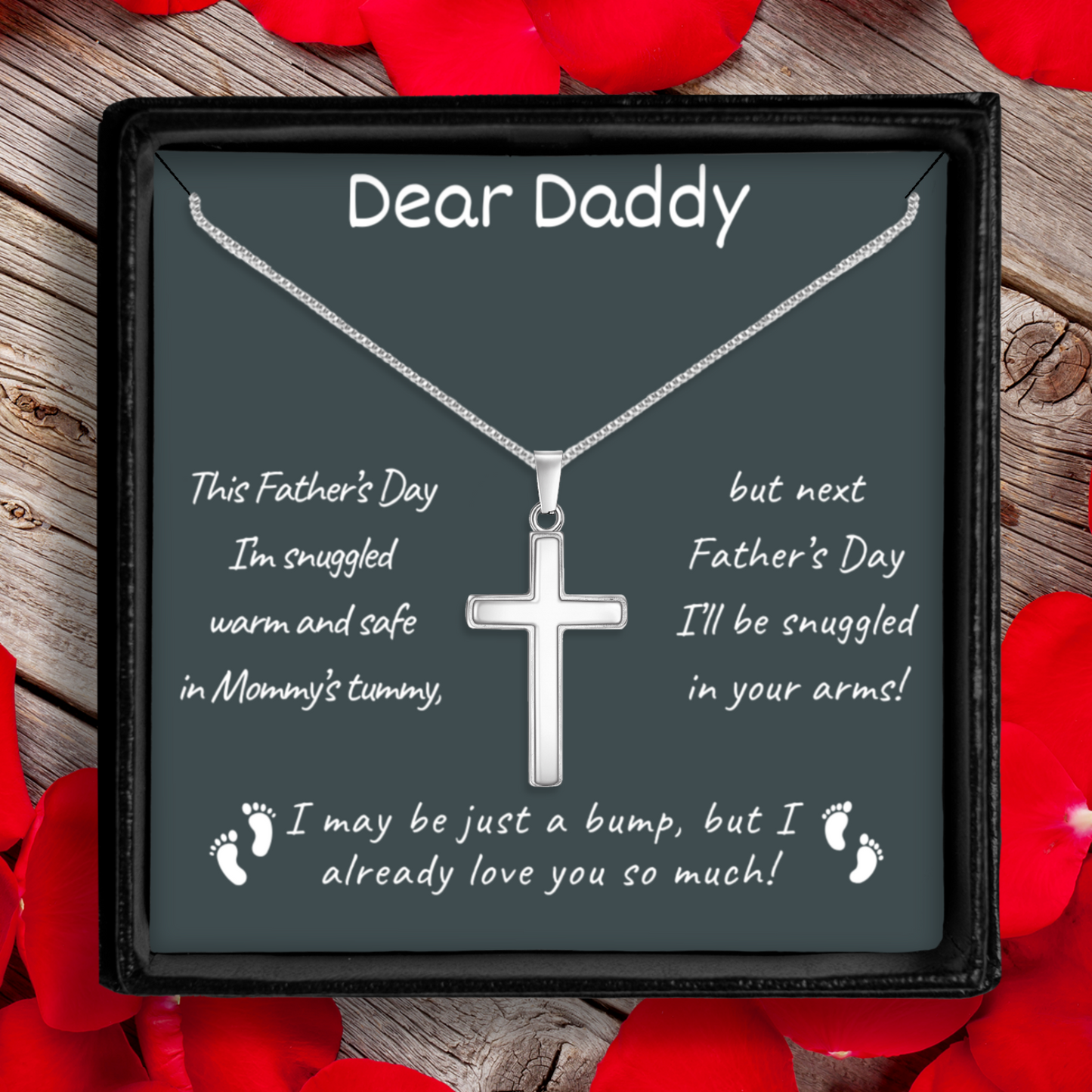 Dear Daddy - Polished Stainless Steel Cross With Message Card