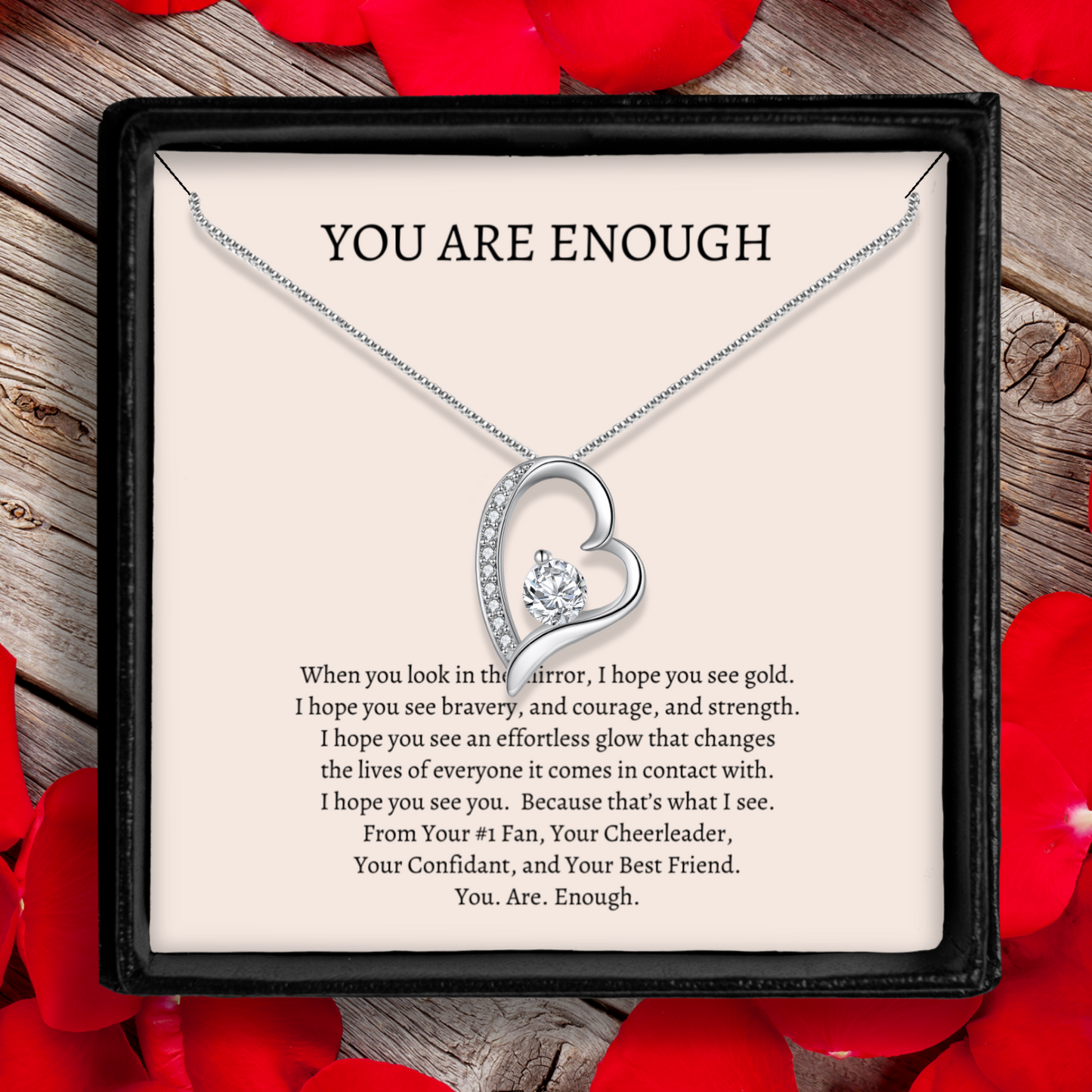 You Are Enough - Eternal Heart Necklace With Message Card