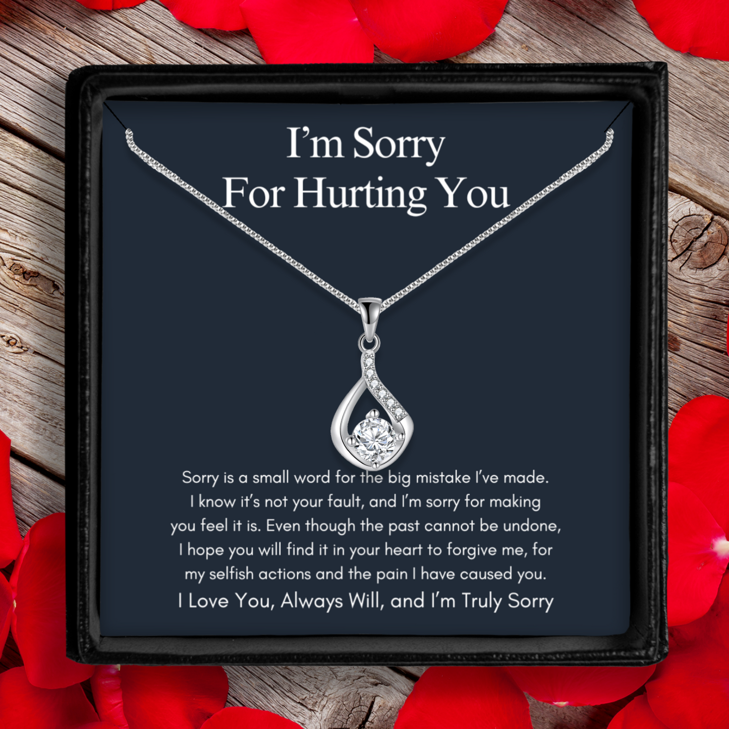 I'm Sorry For Hurting You - Love Drop Necklace With Message Card