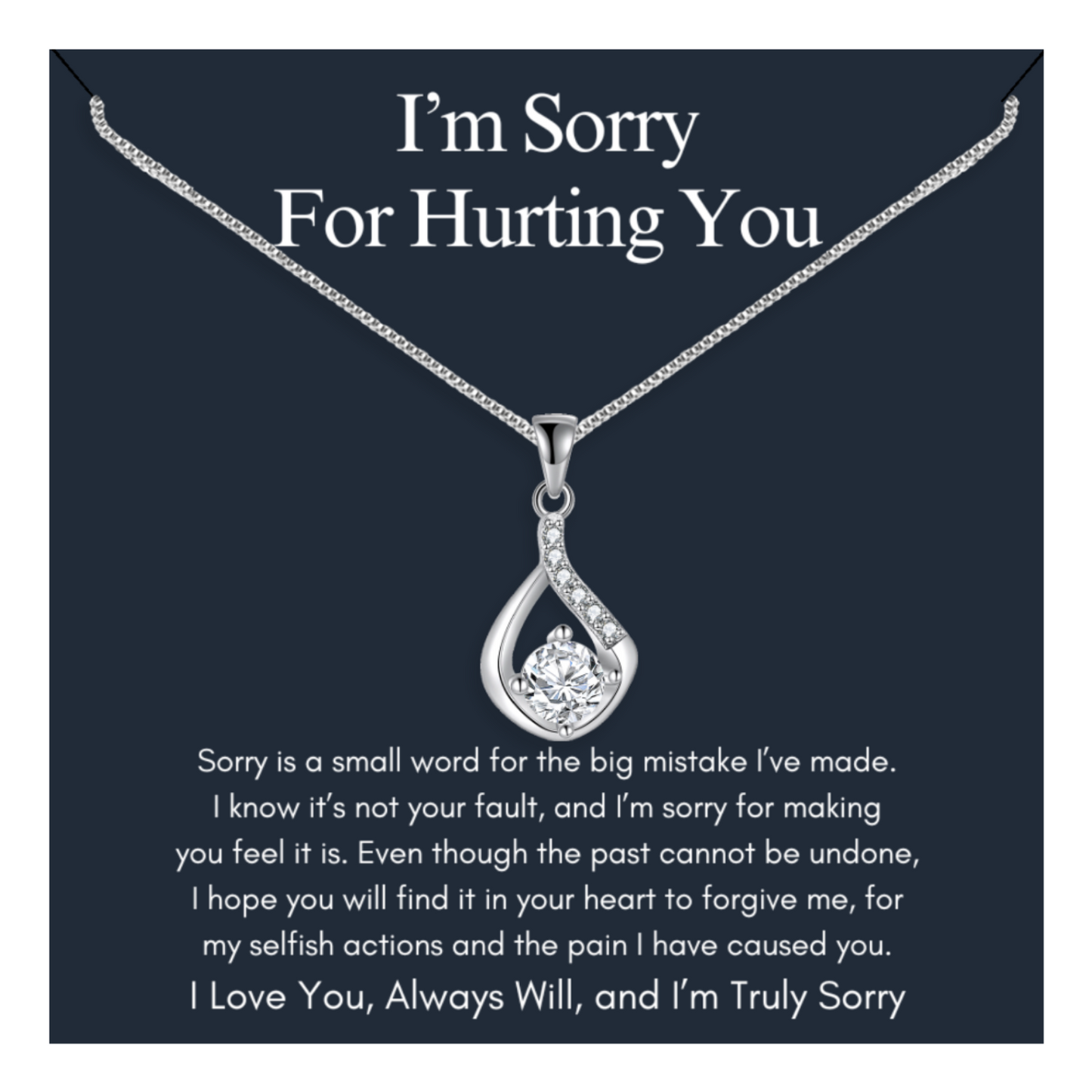 I'm Sorry For Hurting You - Love Drop Necklace With Message Card