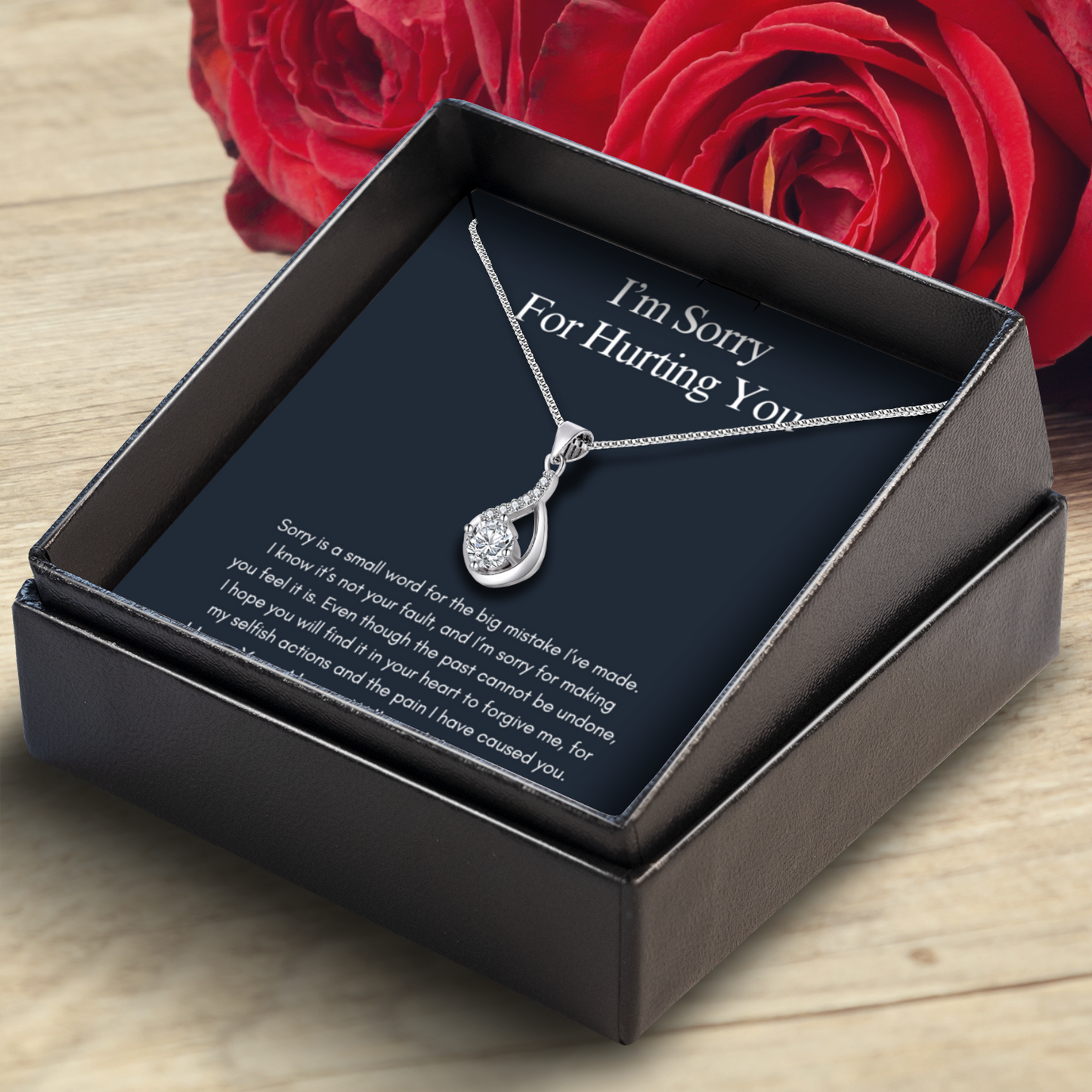 I'm Sorry For Hurting You - Love Drop Necklace With Message Card