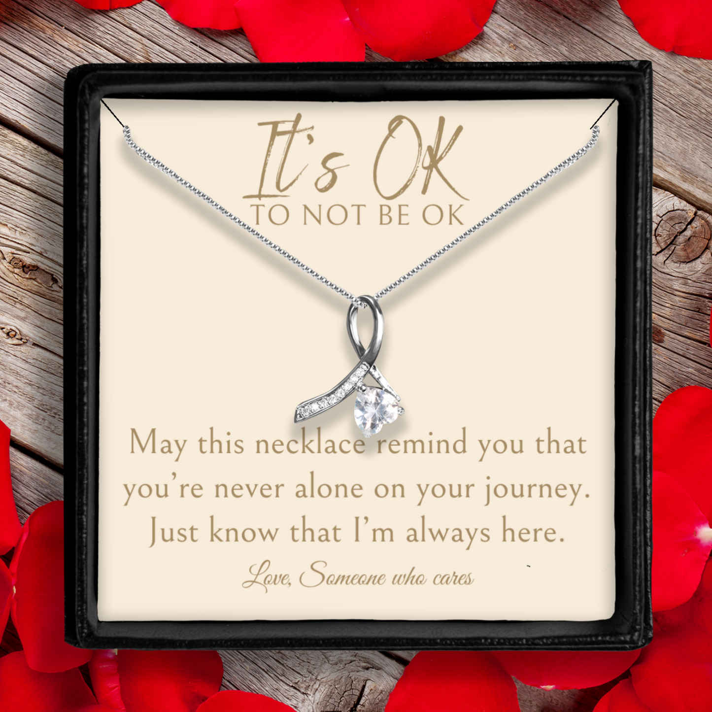 It's Ok To Not Be Ok - Enchanting Ribbon Necklace With Message Card