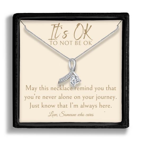 It's Ok To Not Be Ok - Enchanting Ribbon Necklace With Message Card