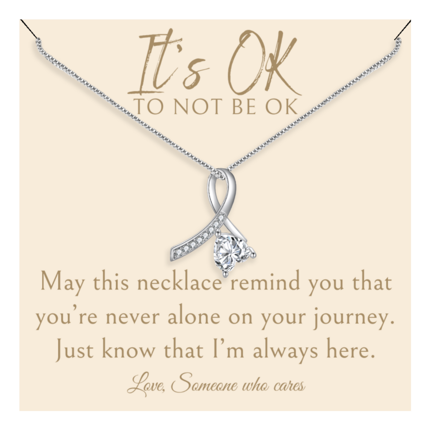 It's Ok To Not Be Ok - Enchanting Ribbon Necklace With Message Card