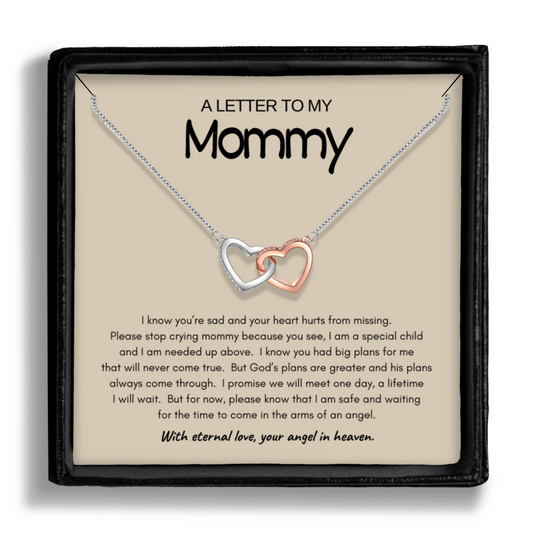 A Letter To My Mommy - Locked Hearts Necklace With Message Card