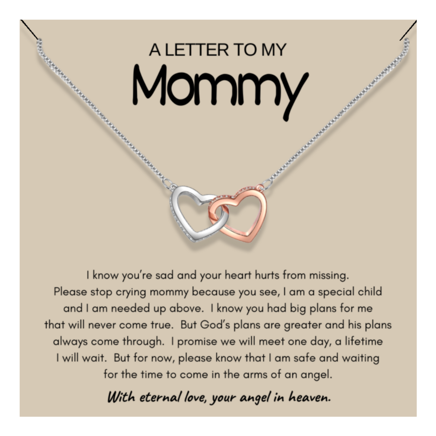 A Letter To My Mommy - Locked Hearts Necklace With Message Card