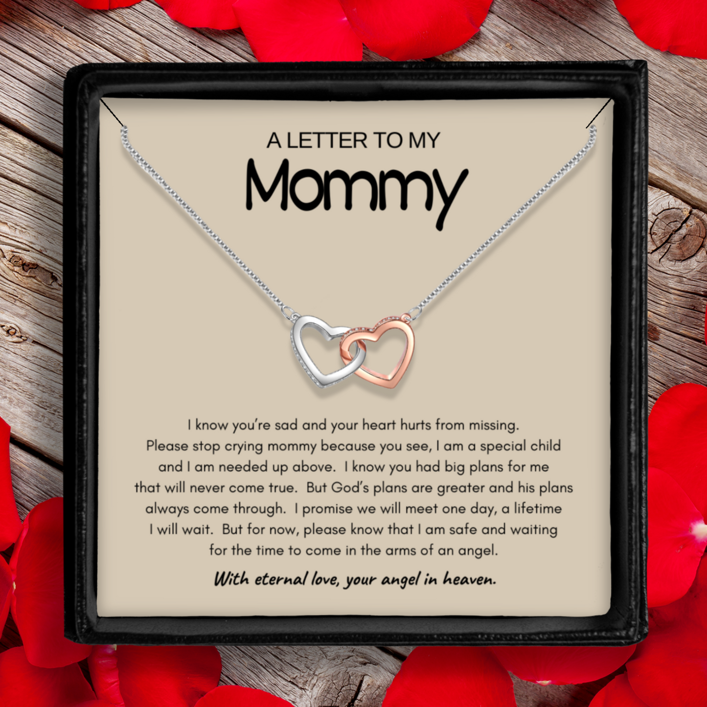 A Letter To My Mommy - Locked Hearts Necklace With Message Card