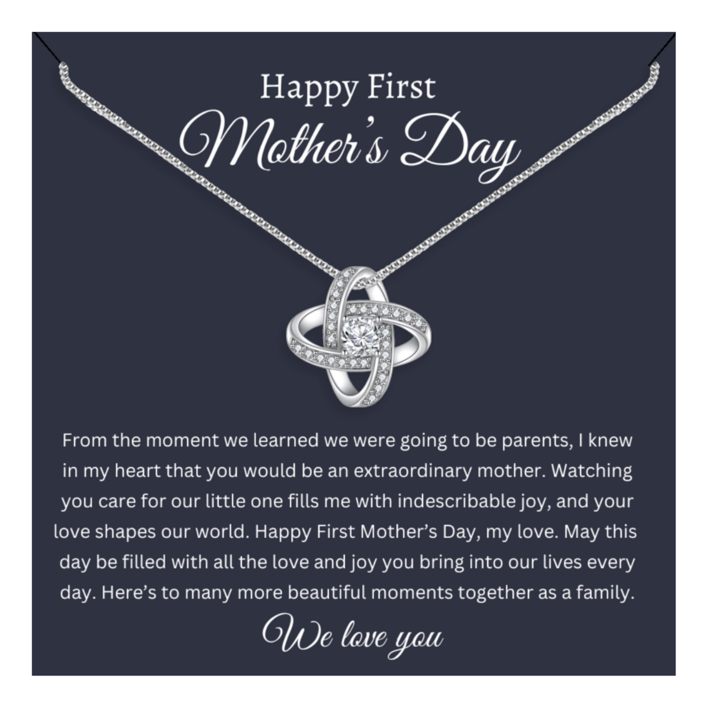 Happy First Mother's Day - Enduring Love Knot Necklace With Message Card