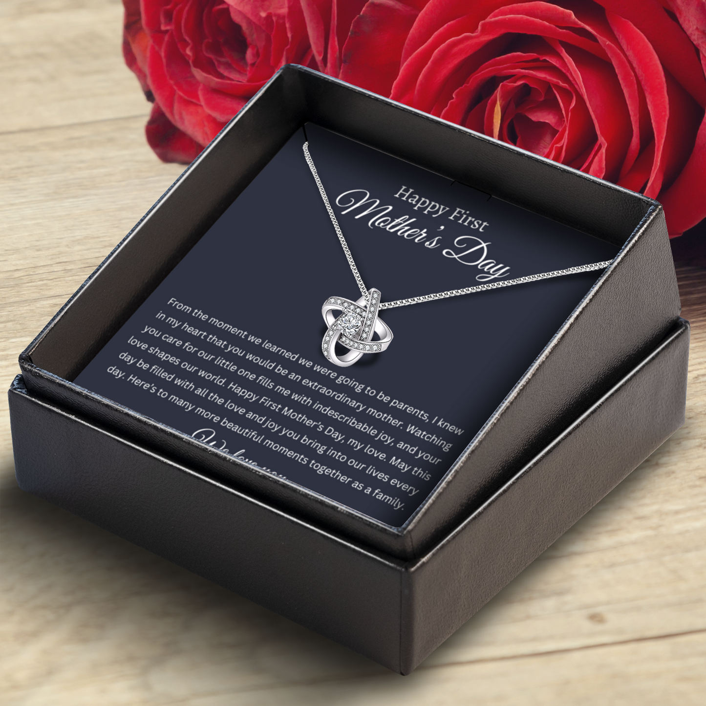 Happy First Mother's Day - Enduring Love Knot Necklace With Message Card