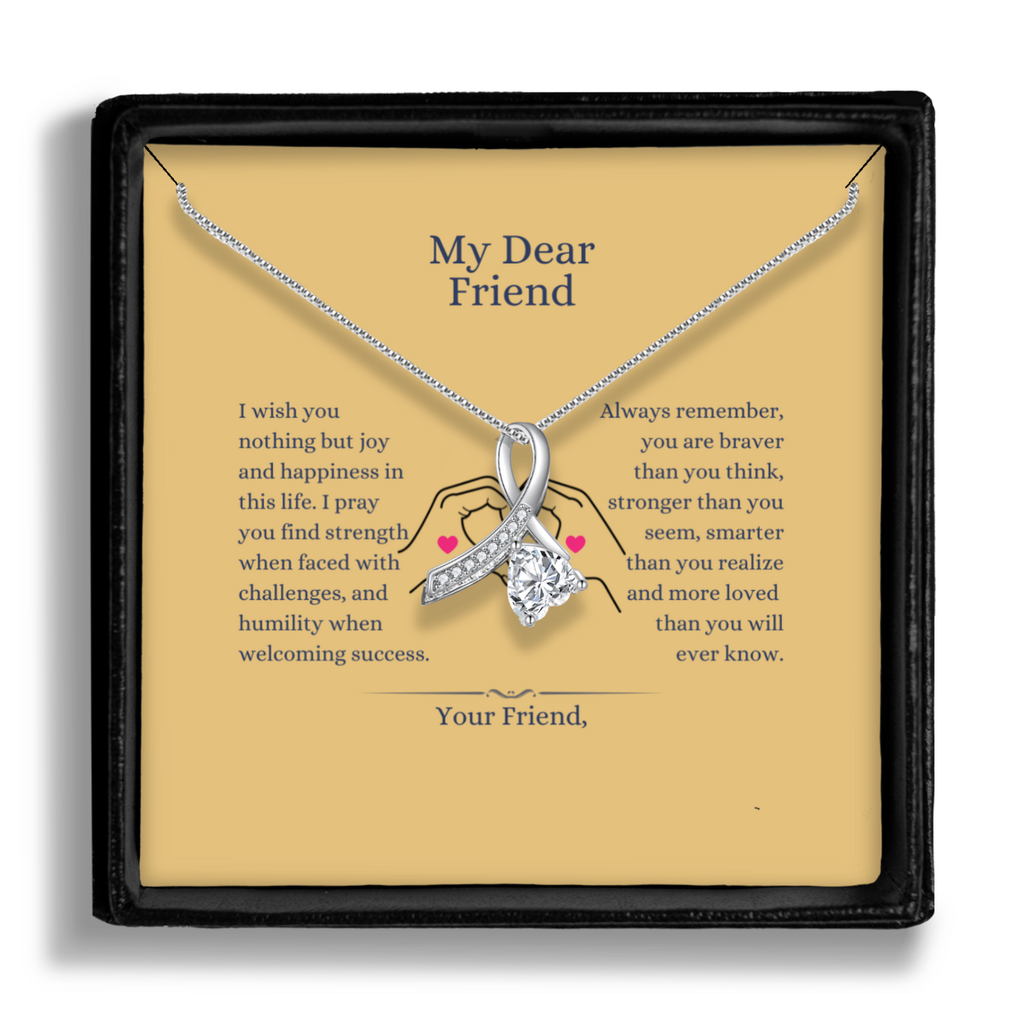 My Dear Friend - Enchanting Ribbon Necklace With Message Card