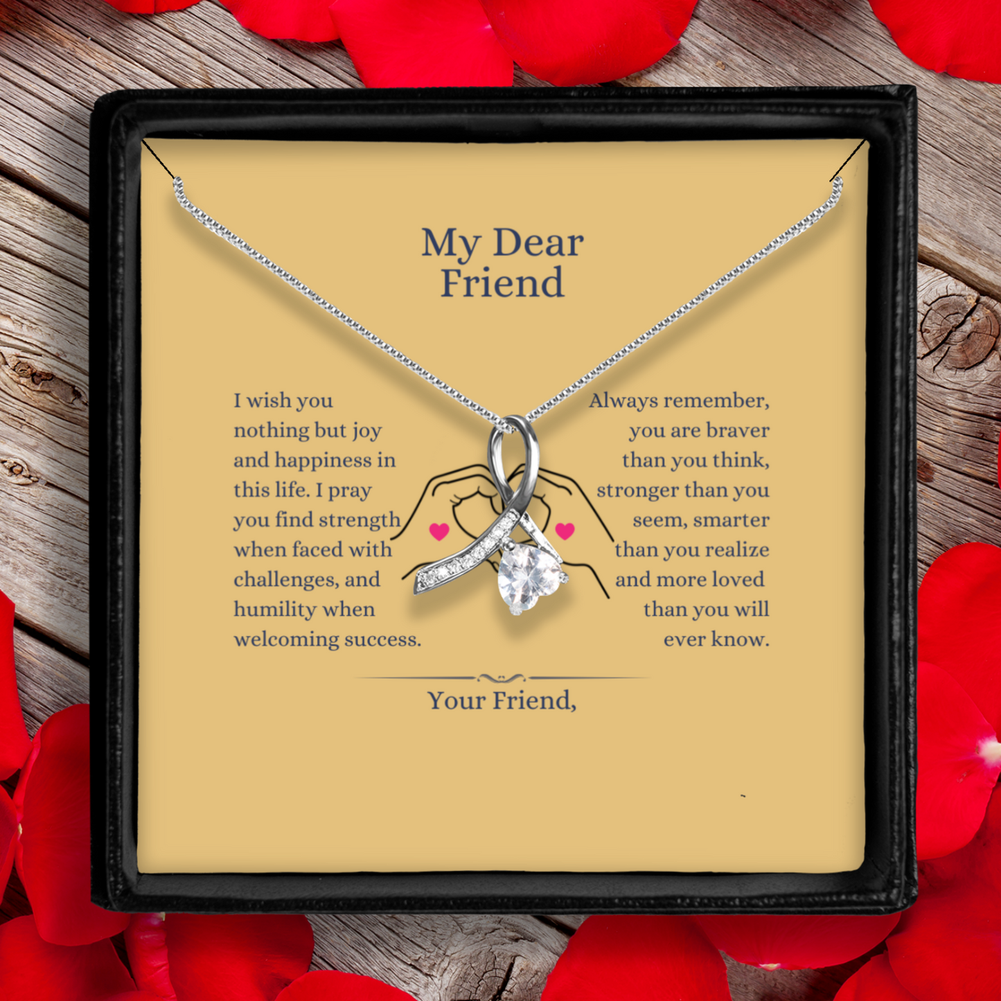 My Dear Friend - Enchanting Ribbon Necklace With Message Card