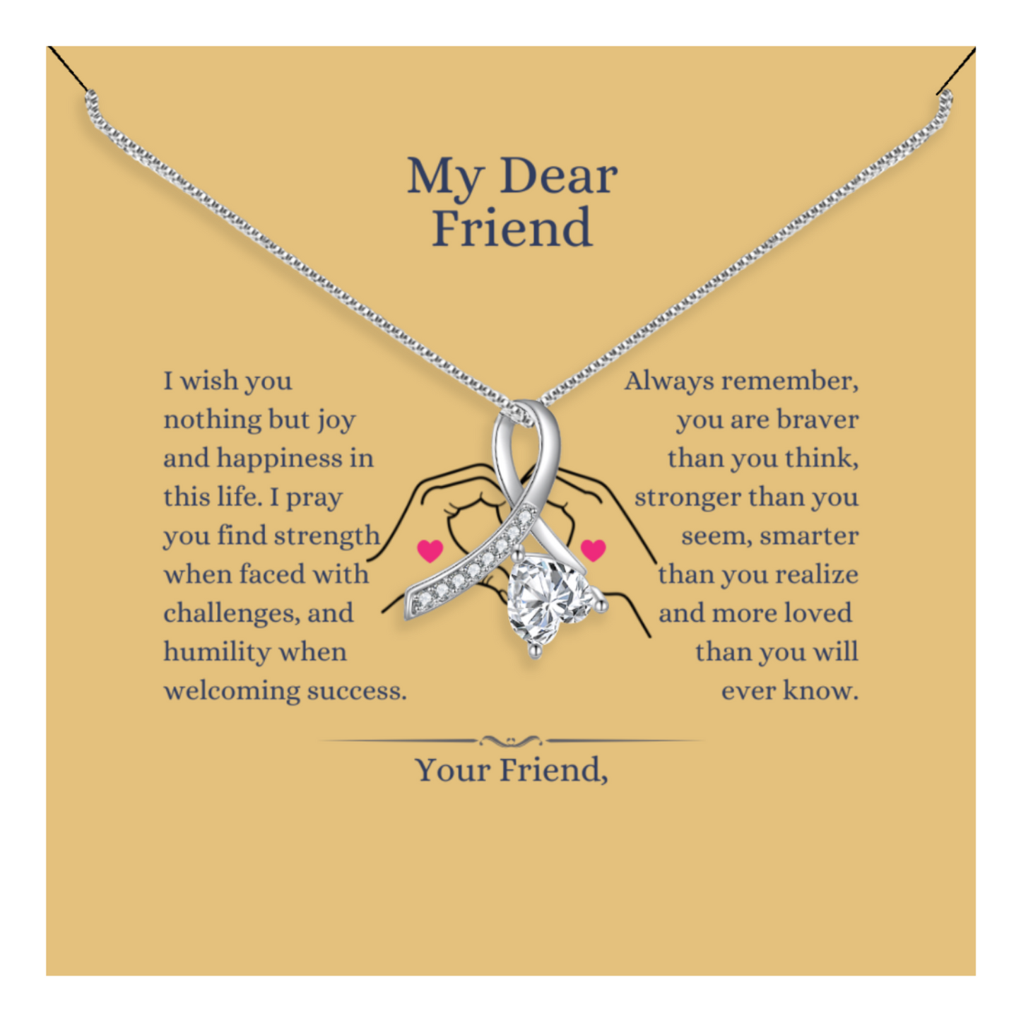 My Dear Friend - Enchanting Ribbon Necklace With Message Card