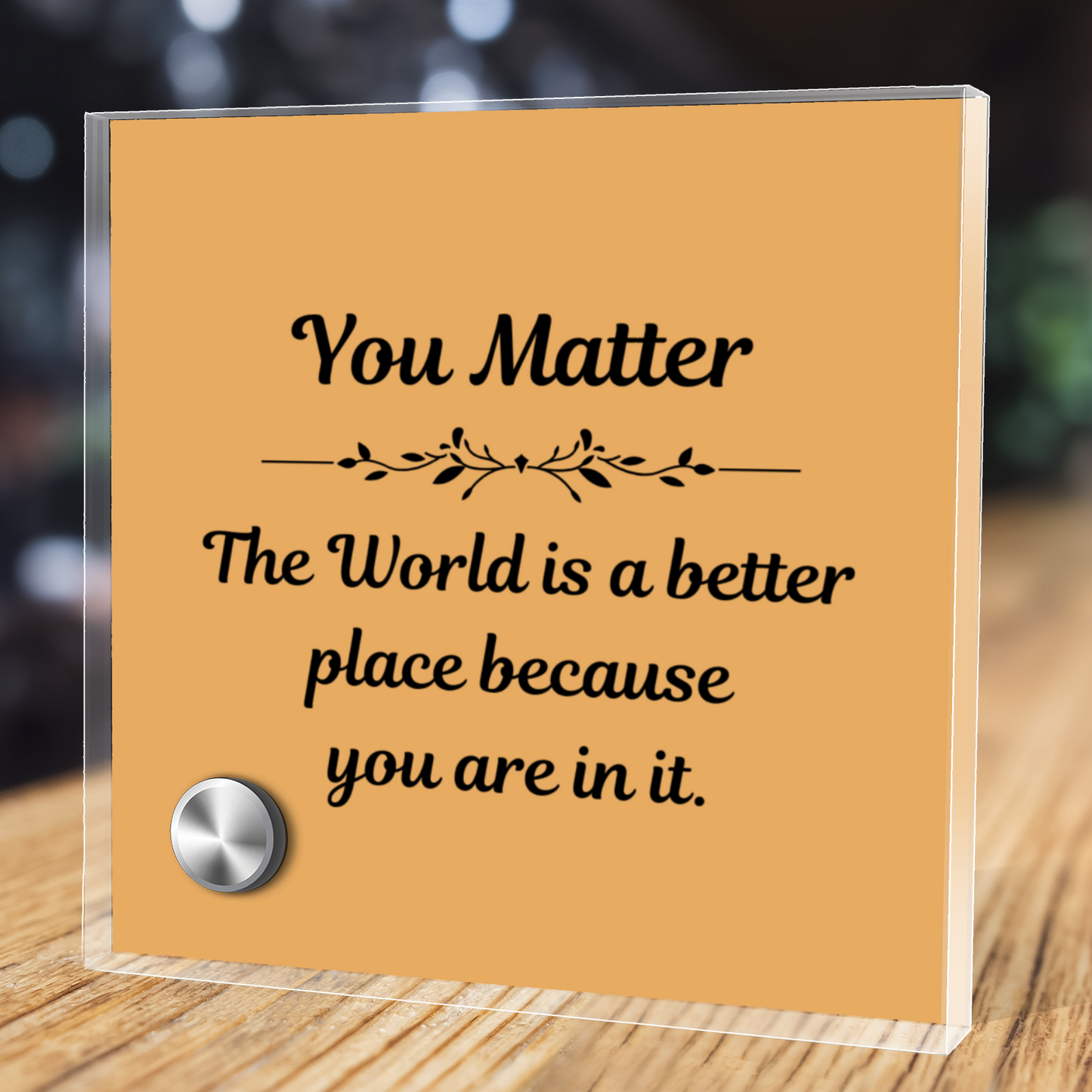 You Matter - Polished Stainless Steel Cross With Lumenglass Message Stand