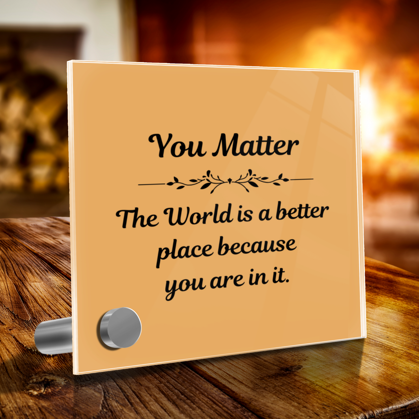 You Matter - Polished Stainless Steel Cross With Lumenglass Message Stand