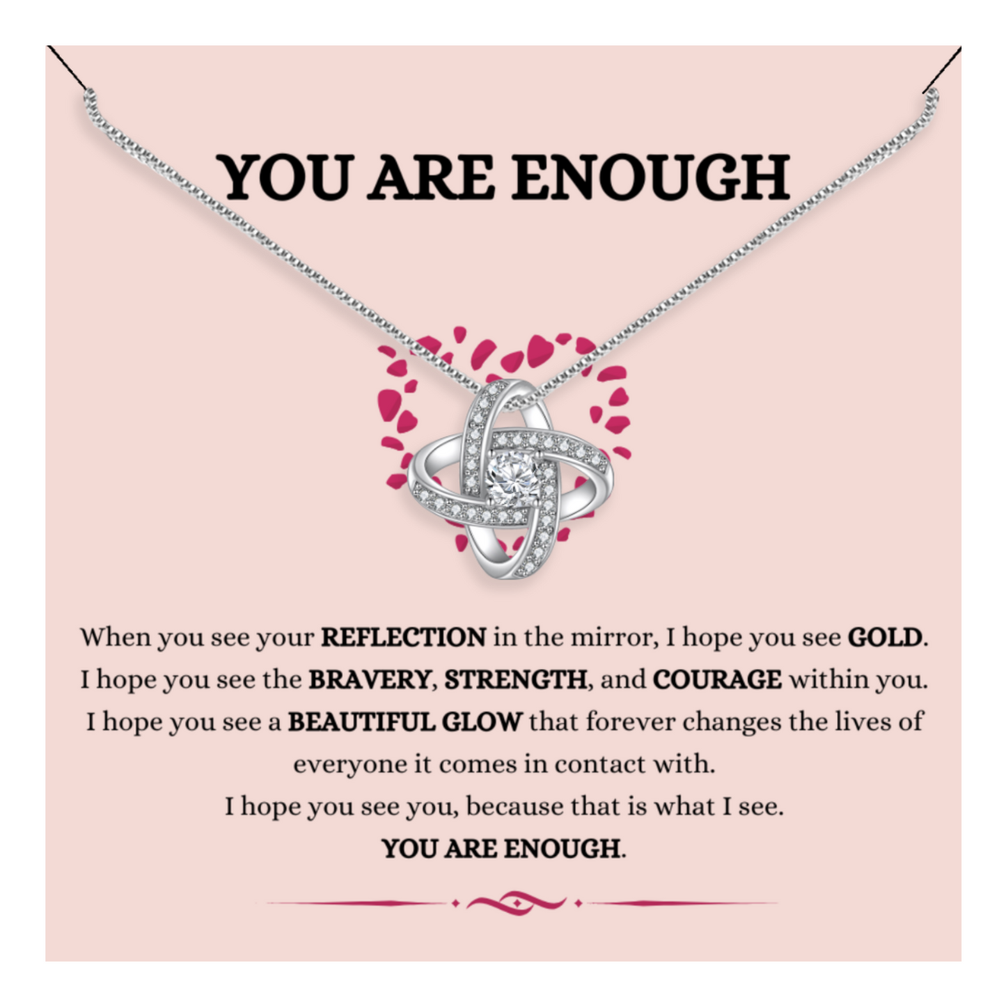 You Are Enough - Enduring Love Knot Necklace With Message Card