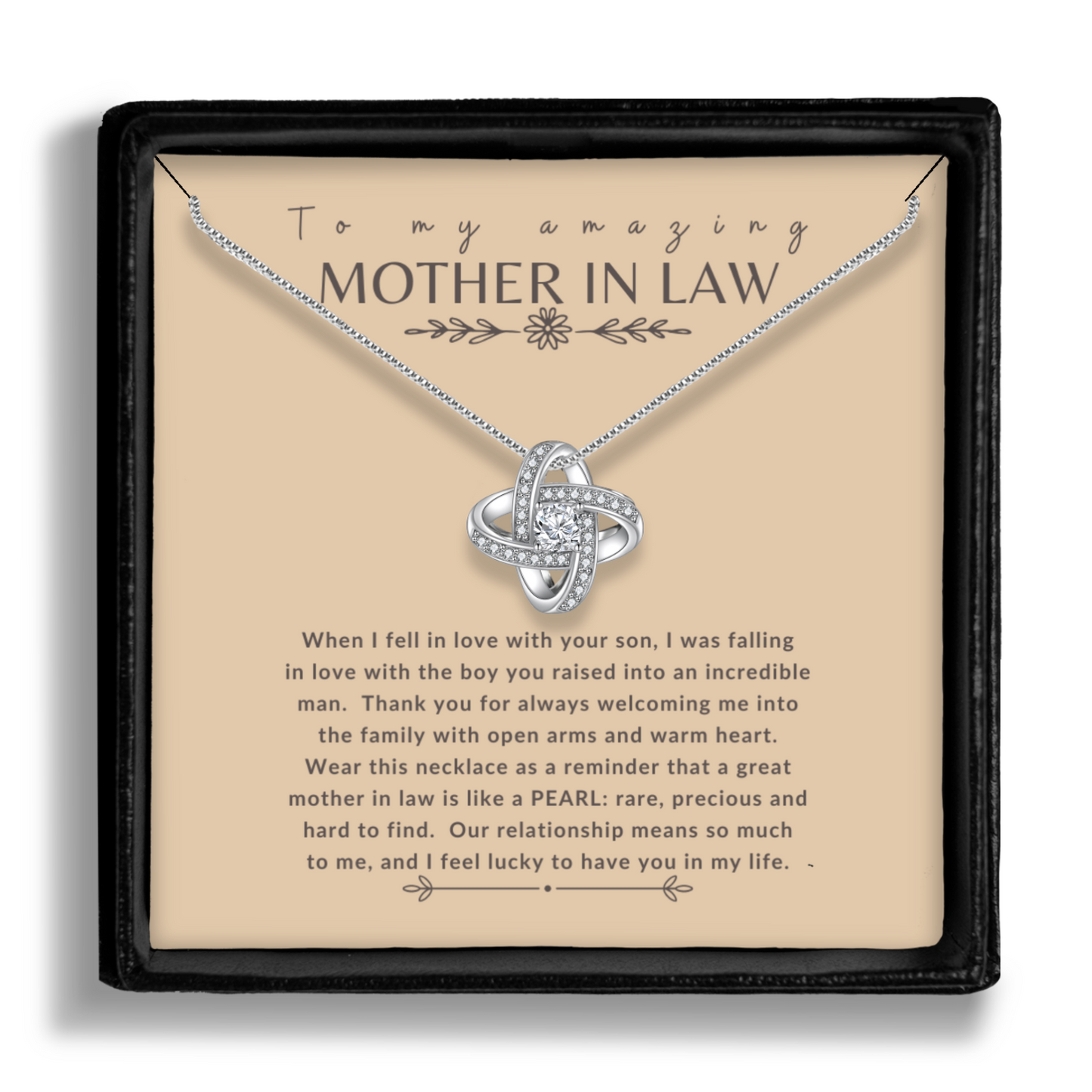 To My Amazing Mother In Law - Enduring Love Knot Necklace With Message Card