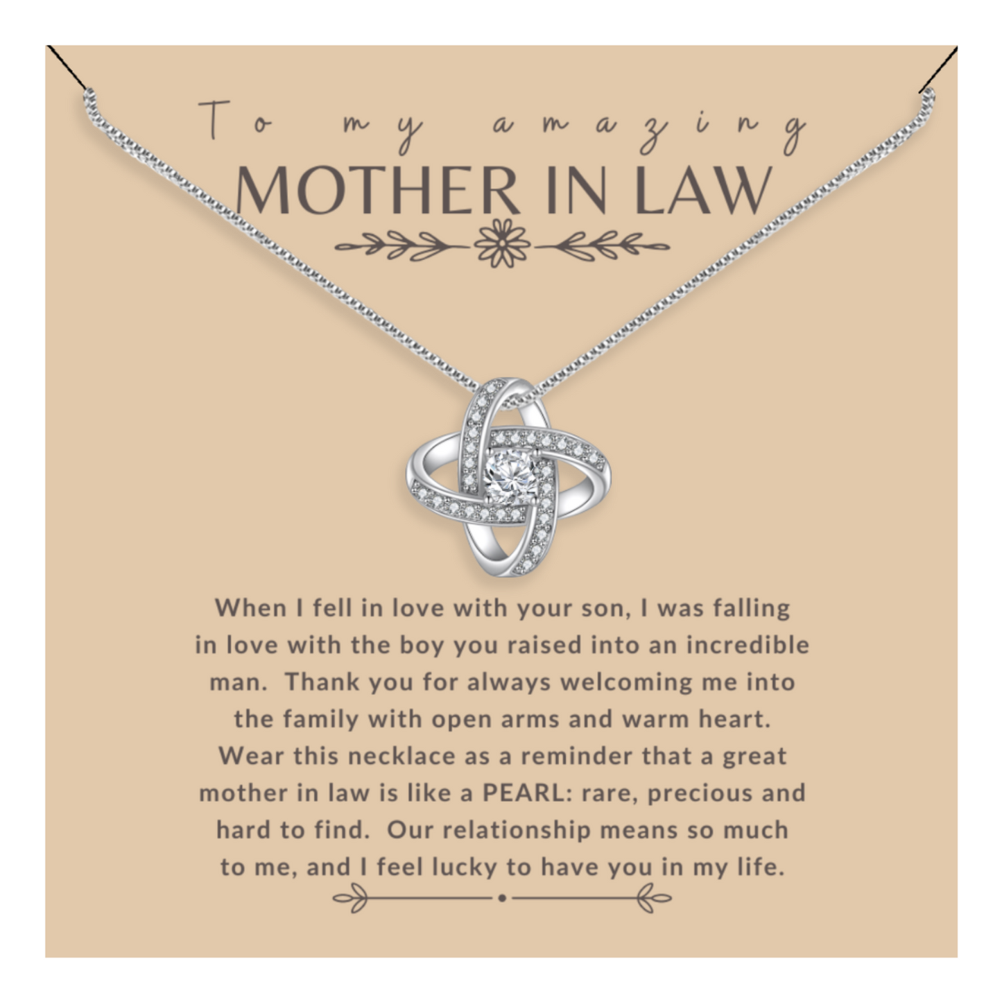 To My Amazing Mother In Law - Enduring Love Knot Necklace With Message Card