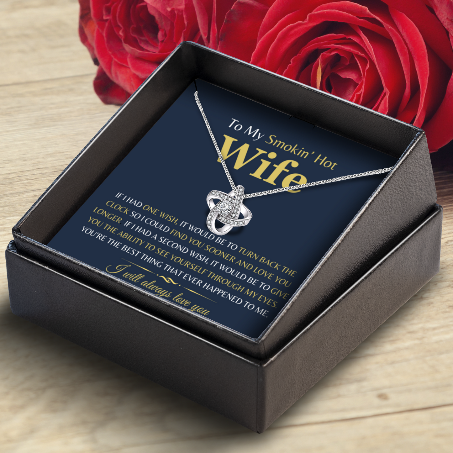 To My Smokin Hot Wife - Enduring Love Knot Necklace With Message Card