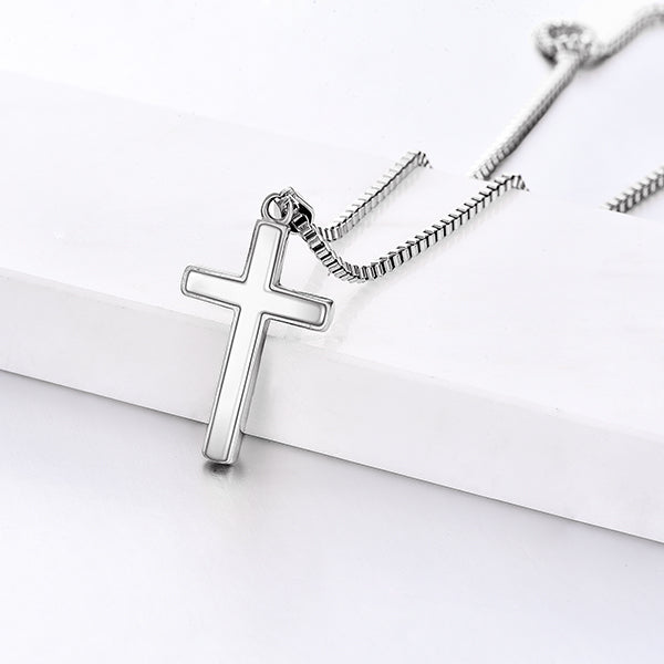 Friendship - Polished Stainless Steel Cross With Lumenglass Message Stand