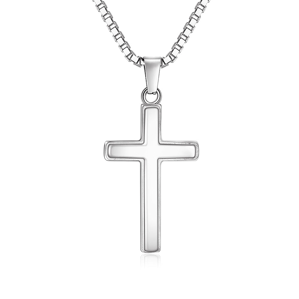 Friendship - Polished Stainless Steel Cross With Lumenglass Message Stand